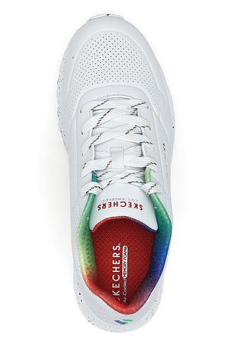 Bele superge z mavrično podplatom Skechers Uno Lite Rainbow Speckle
