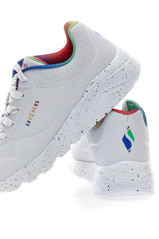 Bele superge z mavrično podplatom Skechers Uno Lite Rainbow Speckle