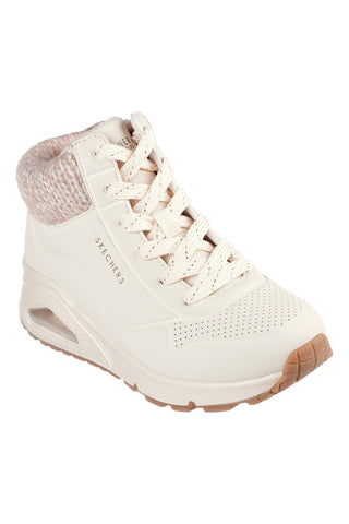 Bele visoke superge z mrežastim vratom Skechers Uno Gen1 Darling Daze