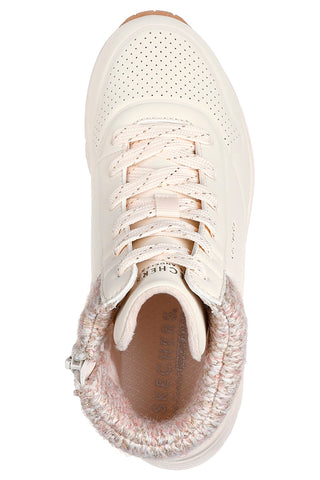 Bele visoke superge z mrežastim vratom Skechers Uno Gen1 Darling Daze