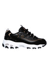 Črni čevlji z debelim podplatom, okraski in Memory Foam Skechers D'Lites Glamour Feels