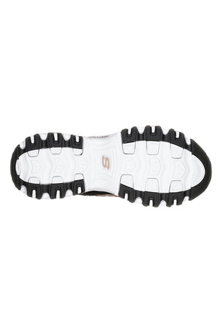 Črni čevlji z debelim podplatom, okraski in Memory Foam Skechers D'Lites Glamour Feels