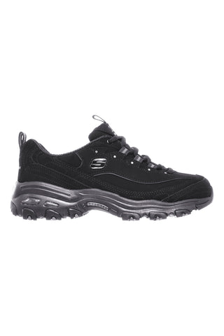 Črni superge z usnjenimi vstavki in Memory Foam Skechers D'Lites Play On