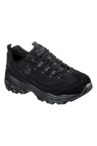 Črni superge z usnjenimi vstavki in Memory Foam Skechers D'Lites Play On