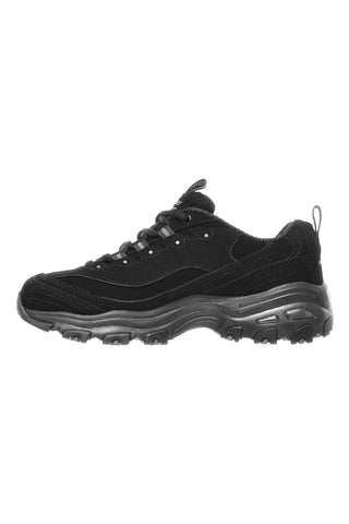 Črni superge z usnjenimi vstavki in Memory Foam Skechers D'Lites Play On