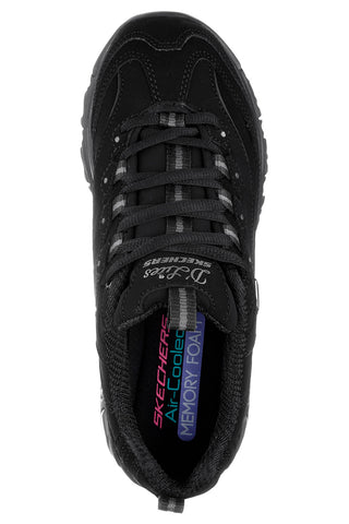 Črni superge z usnjenimi vstavki in Memory Foam Skechers D'Lites Play On