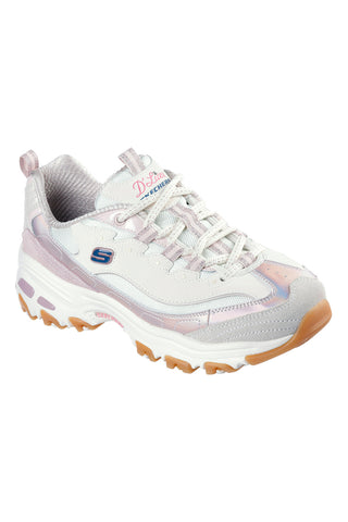 Bele superge z lila detajli in spominsko peno Skechers D'Lites Dazzling Shine