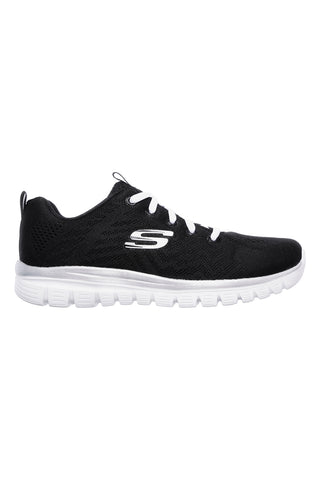 Črni športni copati z belo podplatom iz mrežastega materiala in Memory Foam Skechers Graceful Get Connected