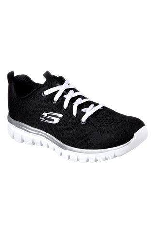 Črni športni copati z belo podplatom iz mrežastega materiala in Memory Foam Skechers Graceful Get Connected