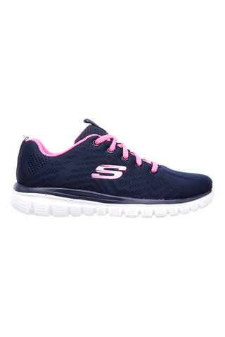 Modri športni copati z roza detajli iz mrežastega materiala in spominsko peno Skechers Graceful Get Connected