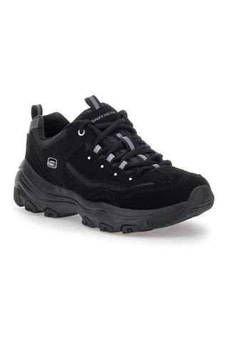 Črni športni copati iz usnja in mrežastega materiala z Memory Foam Skechers I-Conik