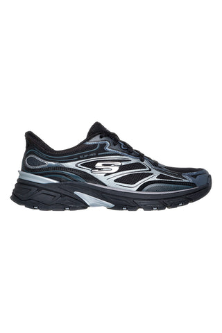 Črni superge s srebrnimi vstavki Skechers Stamina Sport Slip-ins