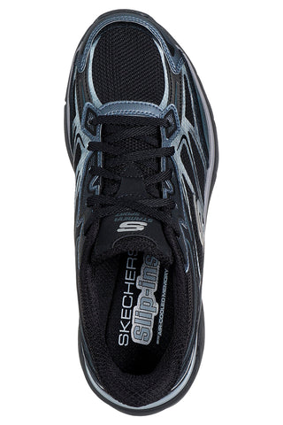 Črni superge s srebrnimi vstavki Skechers Stamina Sport Slip-ins