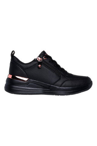 Črni pralni športni copati z zadrgo in Memory Foam Skechers Billion 2 Side Door