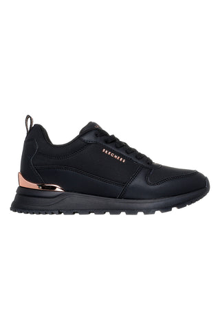 Črni športni copati z roza zlato podrobnostmi in visoko podplatom Skechers Runway Classy Gal Womens