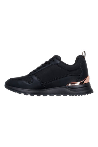 Črni športni copati z roza zlato podrobnostmi in visoko podplatom Skechers Runway Classy Gal Womens