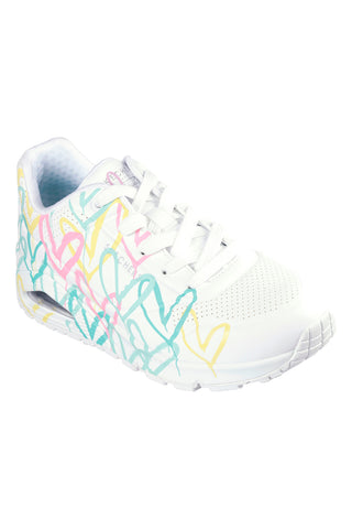 Bele superge s termoreaktivnim potiskom srčkov Skechers Uno Changed Love