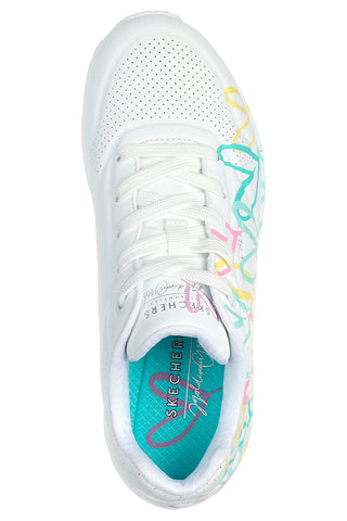 Bele superge s termoreaktivnim potiskom srčkov Skechers Uno Changed Love