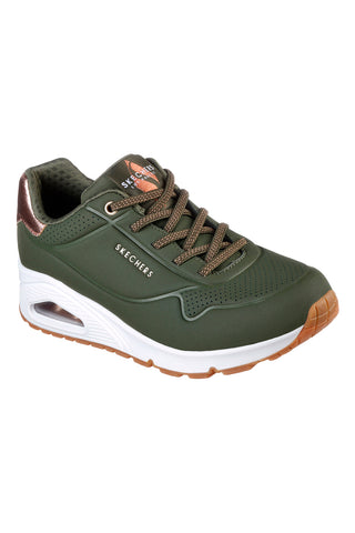 Vojaško zelene superge z kovinskimi detajli Skechers Uno Shimmer Away