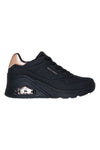 Črni supergi s klobučkom in zlatimi detajli Skechers Uno Wedge Hi Steps