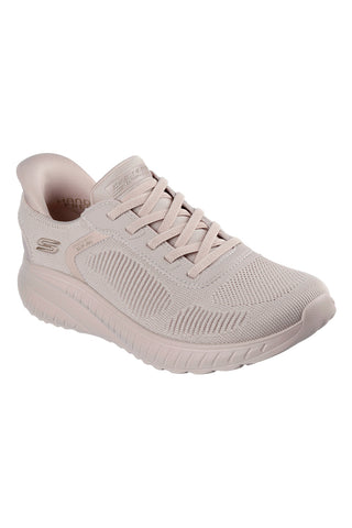 Bež slip-on superge iz mrežastega materiala z Memory Foam Skechers BOBS Squad Chaos Current Muse