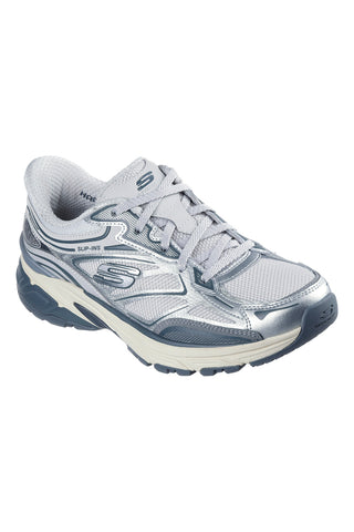 Srebrni superge s srebrnimi vstavki in enostavnim obuvanjem Skechers Stamina Sport Slip-ins