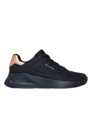 Črni superge z bakrenimi detajli in platformo Skechers Uno Lite Shimmer Along
