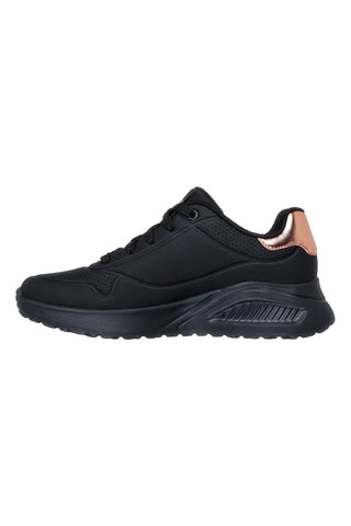 Črni superge z bakrenimi detajli in platformo Skechers Uno Lite Shimmer Along