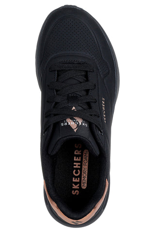 Črni superge z bakrenimi detajli in platformo Skechers Uno Lite Shimmer Along