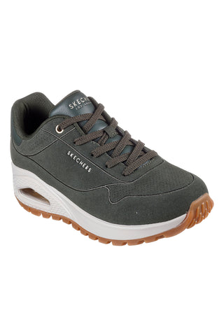 Olive zeleni superge iz semiša z visoko podplatom Skechers Uno Rugged Chillproof