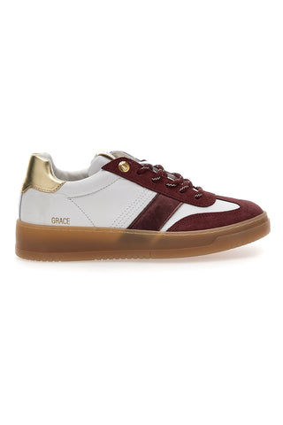 Bele in bordo usnjene superge z zlatimi detajli Pittarello Capsule Grace Made in Italy