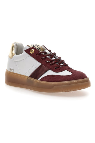 Bele in bordo usnjene superge z zlatimi detajli Pittarello Capsule Grace Made in Italy