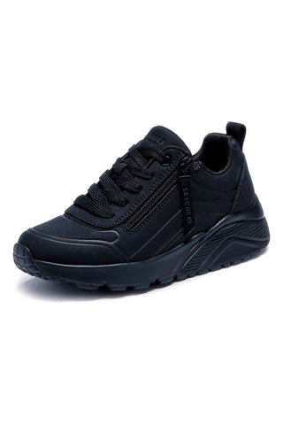 Črni športni copati Memory Foam z zadrgo Skechers Uno Lite Easy Zip