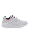 Bele superge z mavričnimi detajli in pikastim podplatom Skechers Uno Lite Rainbow Speckle