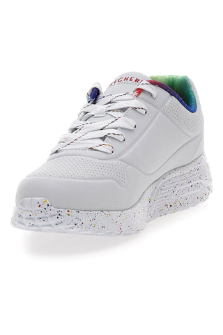 Bele superge z mavričnimi detajli in pikastim podplatom Skechers Uno Lite Rainbow Speckle