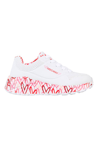 Bele superge z barvitimi srčki UNO Lite B Lovely Luv Skechers