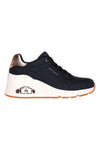 Črni superge s klini in kovinskimi detajli Skechers UNO Wedge Hi Steps