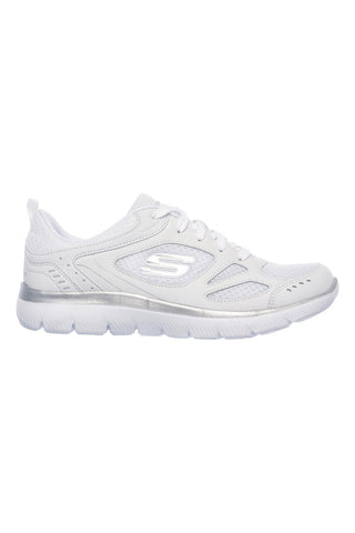 Bele lahke čevlje s srebrnimi vstavki Skechers SUMMITS SUITED