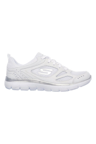 Bele lahke čevlje s srebrnimi vstavki Skechers SUMMITS SUITED