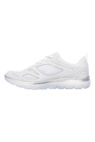 Bele lahke čevlje s srebrnimi vstavki Skechers SUMMITS SUITED