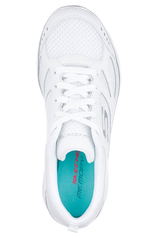 Bele lahke čevlje s srebrnimi vstavki Skechers SUMMITS SUITED