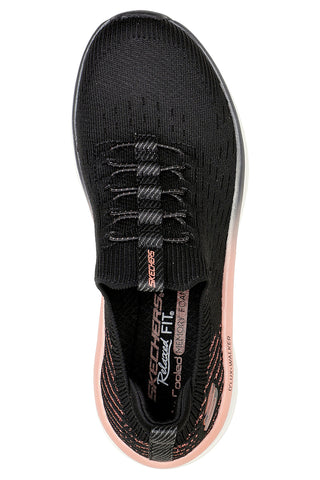 Črni slip-on superge z mrežastim glitterjem in podplatom iz spominske pene Skechers D'LUX Walker Let It Glow