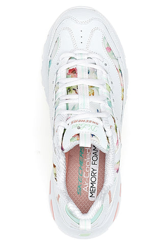 Bele večbarvne superge Memory Foam Skechers D'lites Blooming Fields
