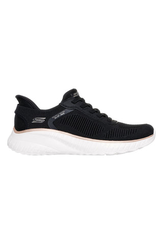 Črni pleteni slip-in superge z memory peno Skechers Bobs Squad Chaos Current Muse