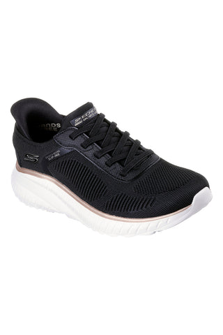 Črni pleteni slip-in superge z memory peno Skechers Bobs Squad Chaos Current Muse