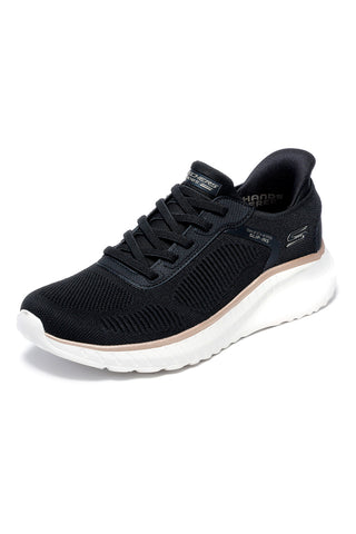 Črni pleteni slip-in superge z memory peno Skechers Bobs Squad Chaos Current Muse