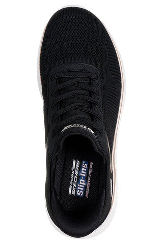 Črni pleteni slip-in superge z memory peno Skechers Bobs Squad Chaos Current Muse