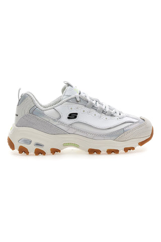 Beli čevlji z iridescentnimi vstavki in Memory Foam Skechers D'Lites Dazzling Shine