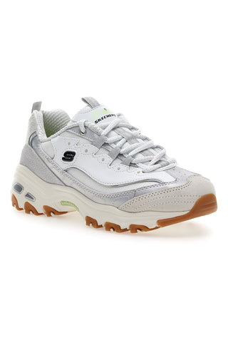 Beli čevlji z iridescentnimi vstavki in Memory Foam Skechers D'Lites Dazzling Shine