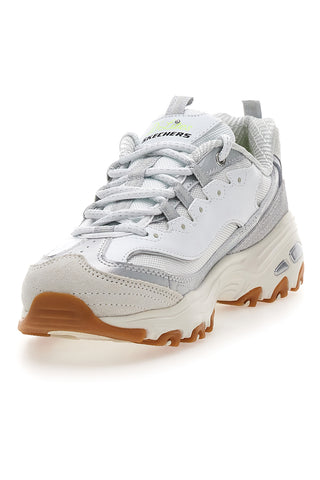 Beli čevlji z iridescentnimi vstavki in Memory Foam Skechers D'Lites Dazzling Shine